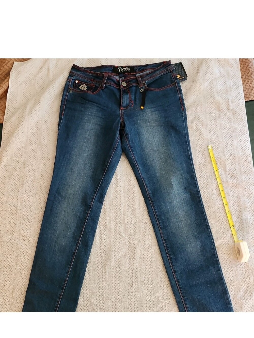 Dereon Beyonce Obsession Skinny Jeans Size 9/10 Red  Monogram Back Pockets